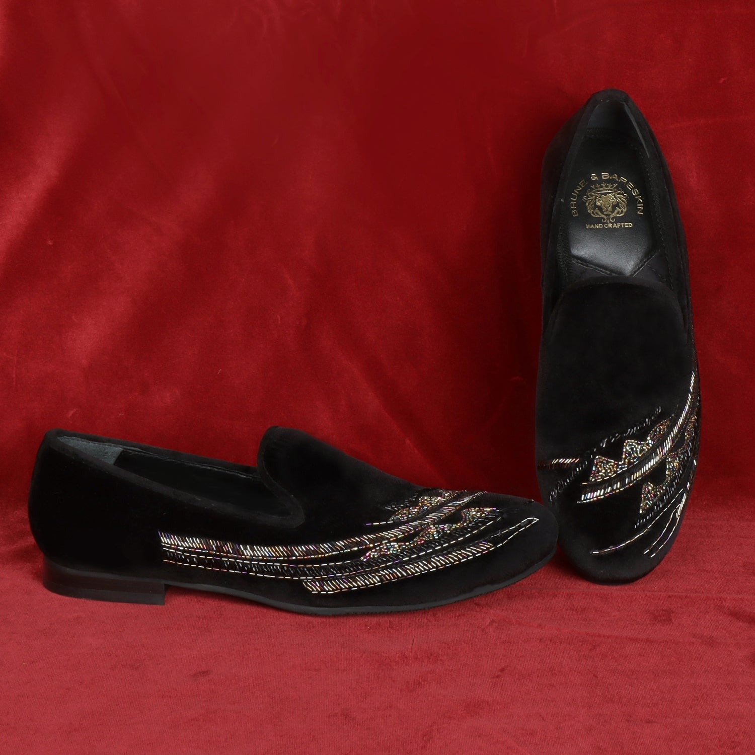 Buppy - Black With Brown Sole – Black velvet shoes